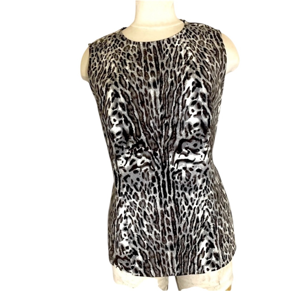 🎄🎁 | DONNA KARAN Animal Print Tailored Peplum Top